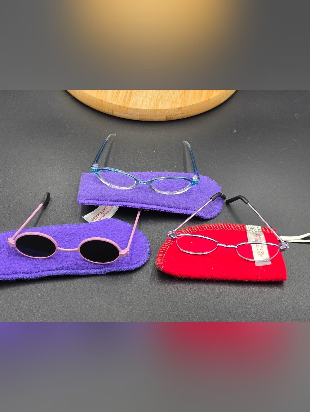 3 Pairs Of American Girl Glasses - 1 Missing Lens See Photos For Flaw
